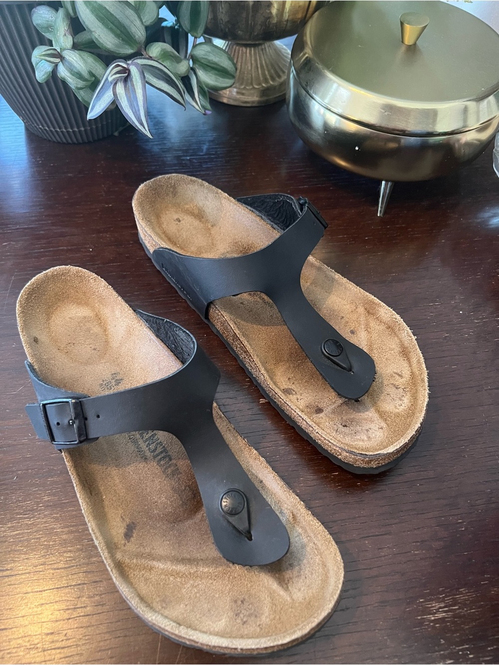 Birkenstock Black T-Strap Thong Sandals